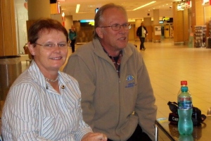 Liz and John at the airport