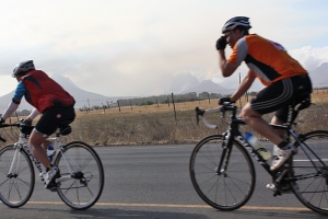 A fire burning to the east of Paarl